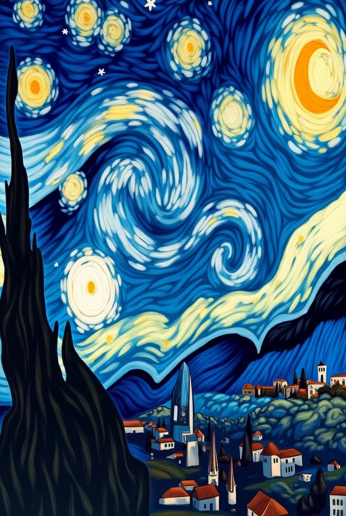 Vincent van gogh starry night art with pastel colors