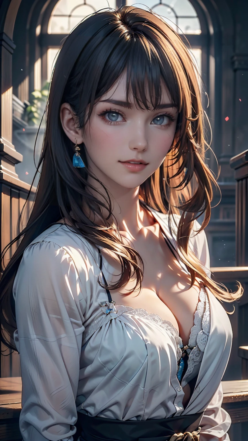 (Very detailed CG ユニティ 8k 壁紙,masterpiece, Highest quality, Very detailed),(Best lighting, Best Shadow, Very delicate and beautiful),floating,High saturation,Blonde+blue eyes:1.2,Gloomy Gothic Landscape, Long Hair, Gazing into the distance. (長いブロンドの髪と輝くblue eyesのゴシック照明を持つ美しい女の子)
