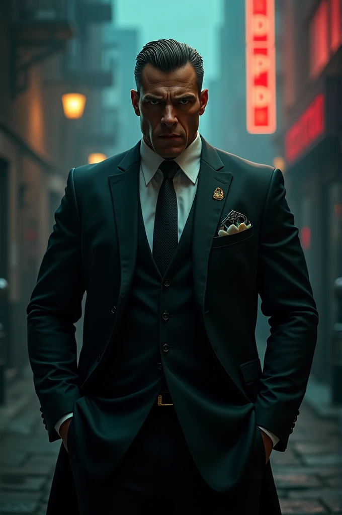 Award-winning photo of mature man, Sirsean, (realistic, photo realistic: 1.4), (clear focus: 1.4),
(Detective: 1.2), (Fancy Suit: 1.1), Fake Smile, (Super Detailed Face and Eyes: 1.1), (Album Cover: 1.1), Slum Cyberpunk, Frow, (Slum Old Garage: 1.1), (Art Punk: 1.0), Unique Pose, (Three Guns: 1.1), (Masterpiece: 1.1), Best Quality, Shabby, Super High Detail, (Antoine Blanchard and Kathy Bow: 1.1), (Zzzisław Beksiński: 0.8), Extremely Complex, Extreme Detail, Ray Tracing, Reflections, Beautiful Lighting, (Harsh Lighting: 1.1), (high saturation clarity contrast, deep, sharp, retouched, color grading: 1.1), soft lighting, film, (heavy contrast: 1.2), dim light, burning, spitting fire, explosion, fiery tail,