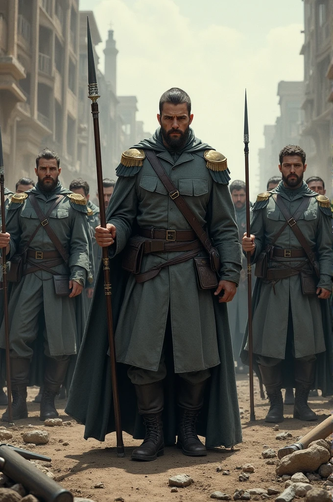 Grey coloured dressed soldiers of king war