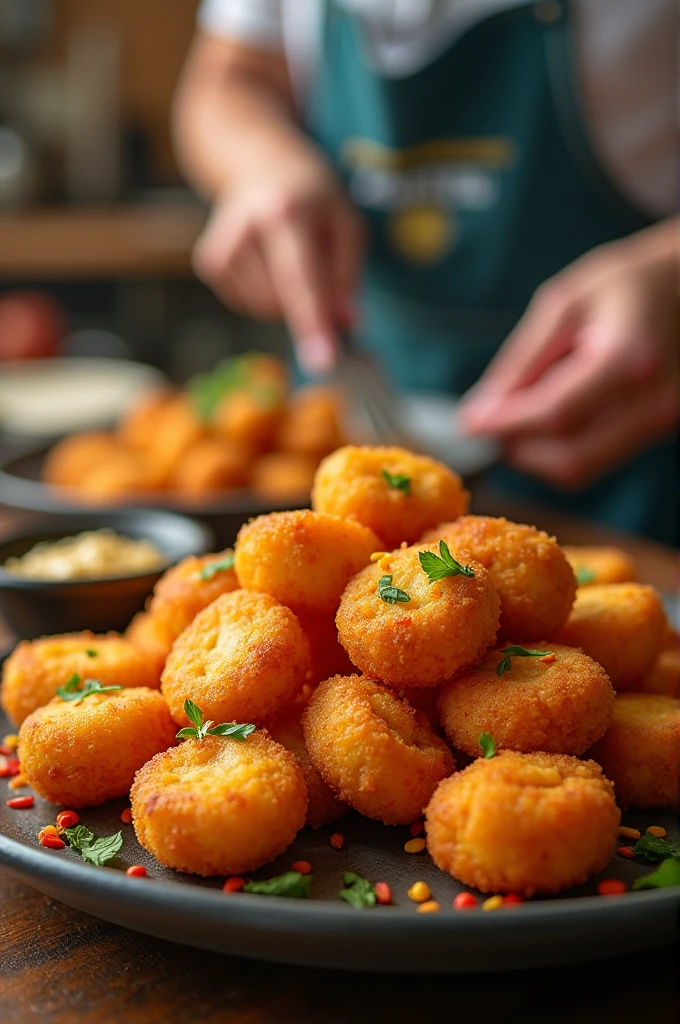 Acarajé food in the foreground