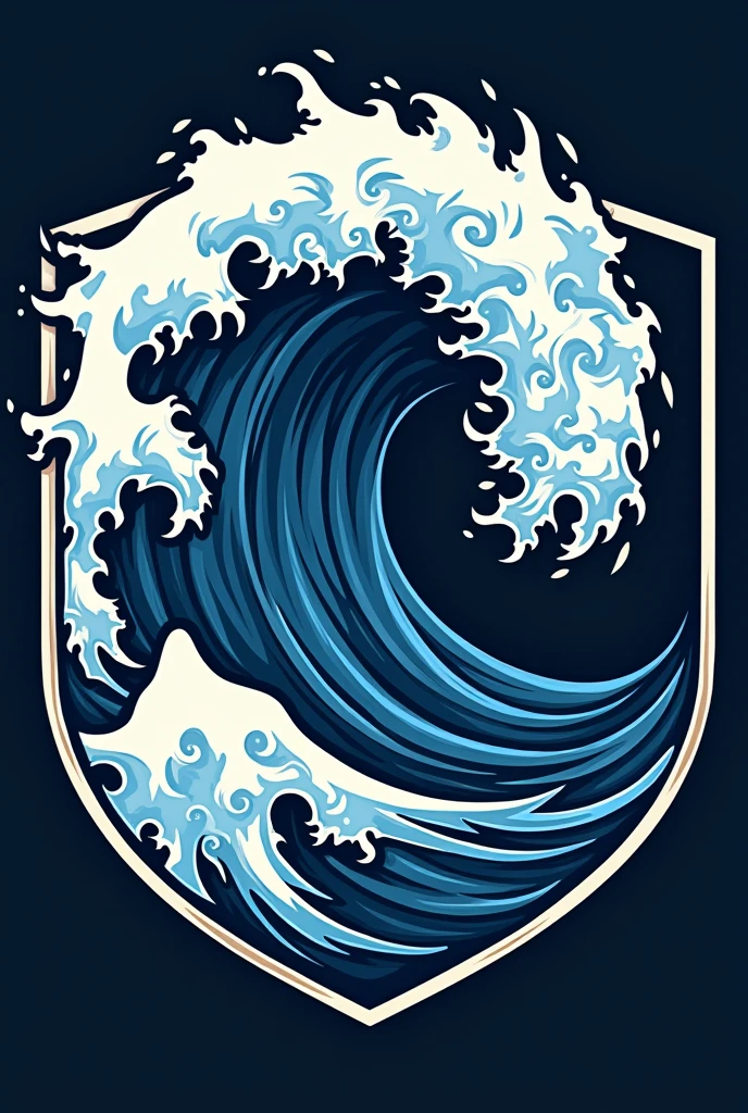 Create a crest for a micro-football uniform featuring a tsunami.