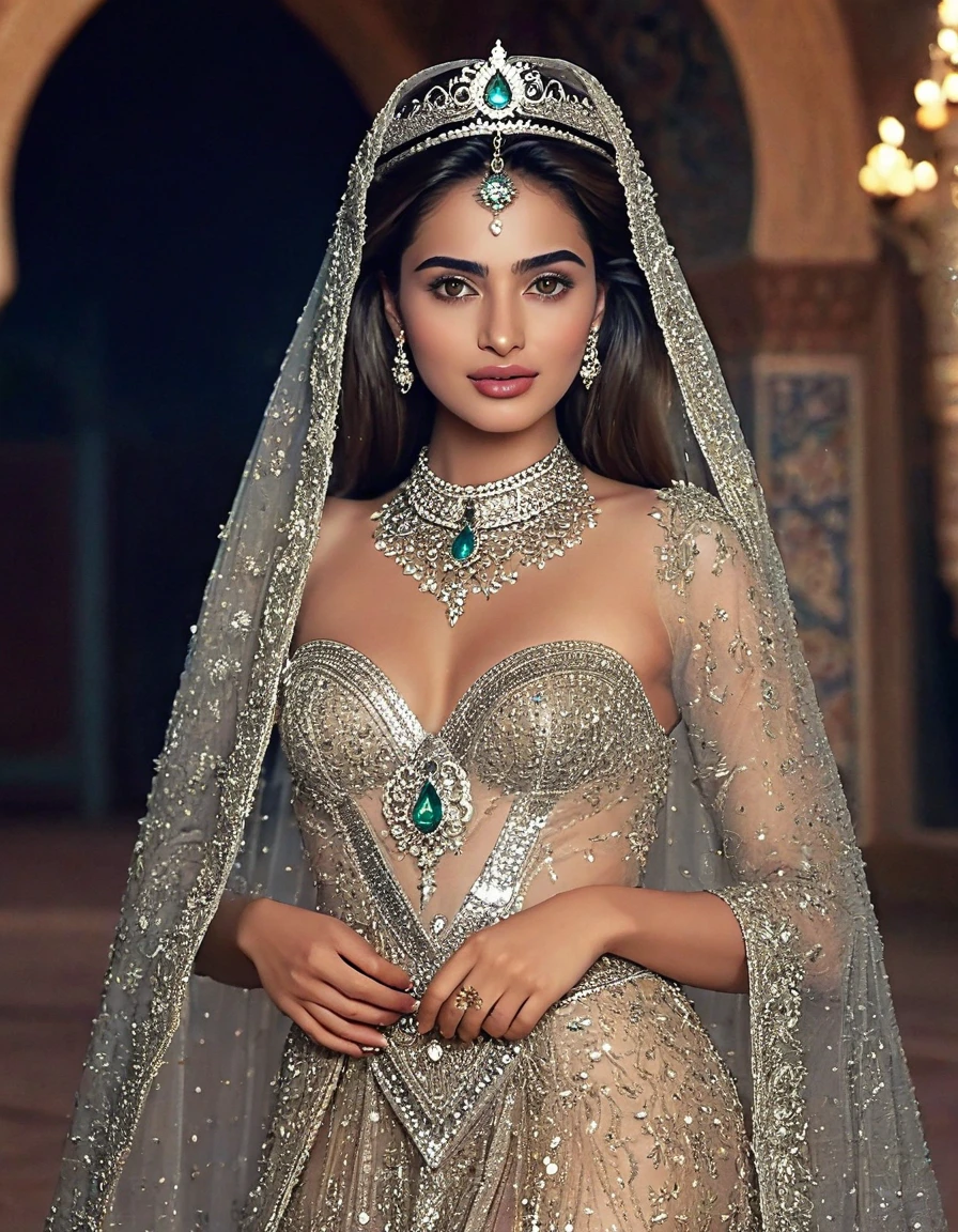 alluring celestial and sexy and charming and too much beautiful and elegant Hazrat young cinderella(رسولة الله سندريلا صلى الله عليها وآله وسلم) 1990 live - action movie first look, grainy, vhs filter, wearing glittery tulle cape and glittery tulle cloak as ancient and enigmatic muslim prophetess with irresistible holy and too much seductive and impressively too much sensual aura, invites the wretched and beggers to islam and monothemism and allah, her jewelries and dress sparkles intensely shiny, seeing her beauty and sensuality and allure makes someone to drool too much from his mouth and feel too much ecstasy, breathtaking scene