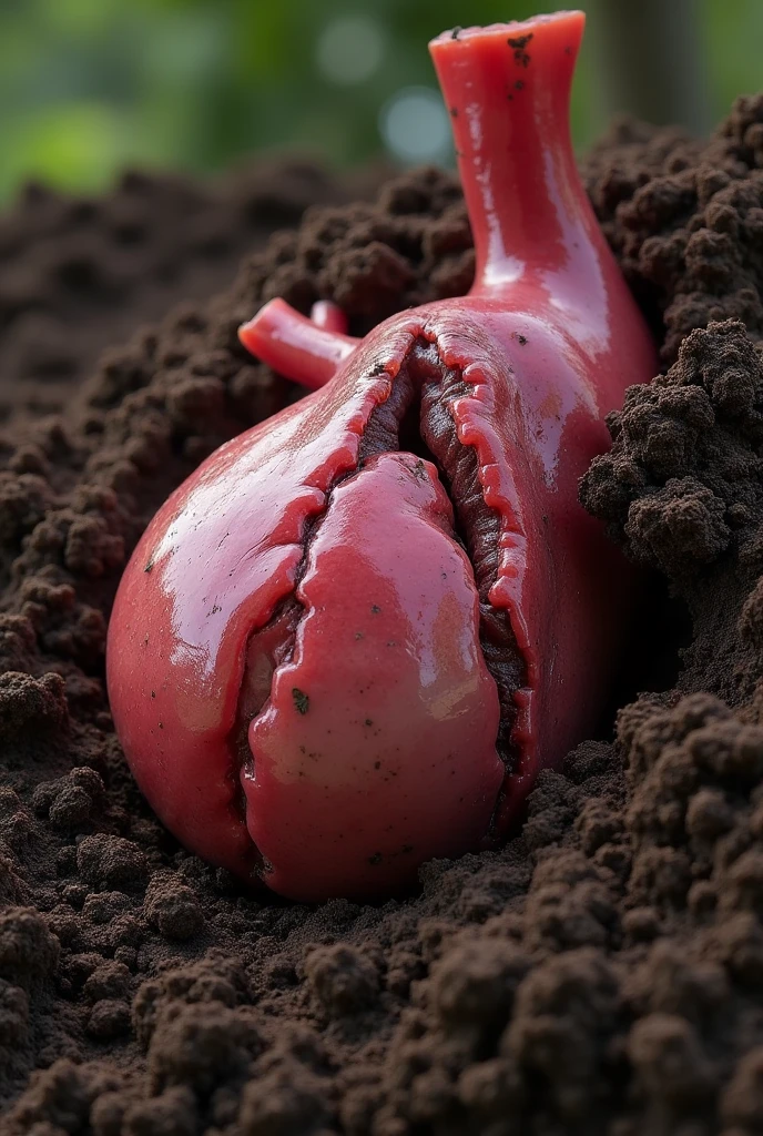 A vagina that is wrapped in soil and penetrated