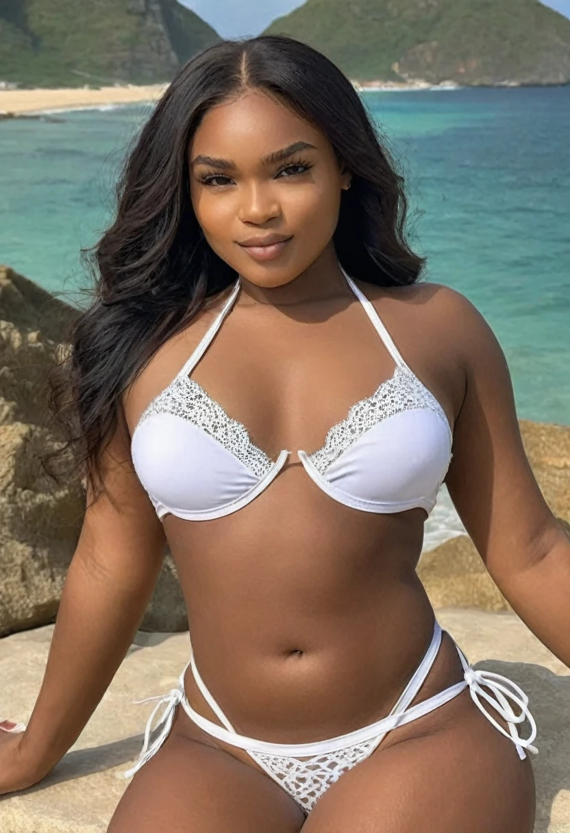 ((high quality:1.2)), (8k), extremely detailed, ((High detail:1.2)), ((best resolution:1.4)), Solo, 24 year old Angolan female, (bikini),