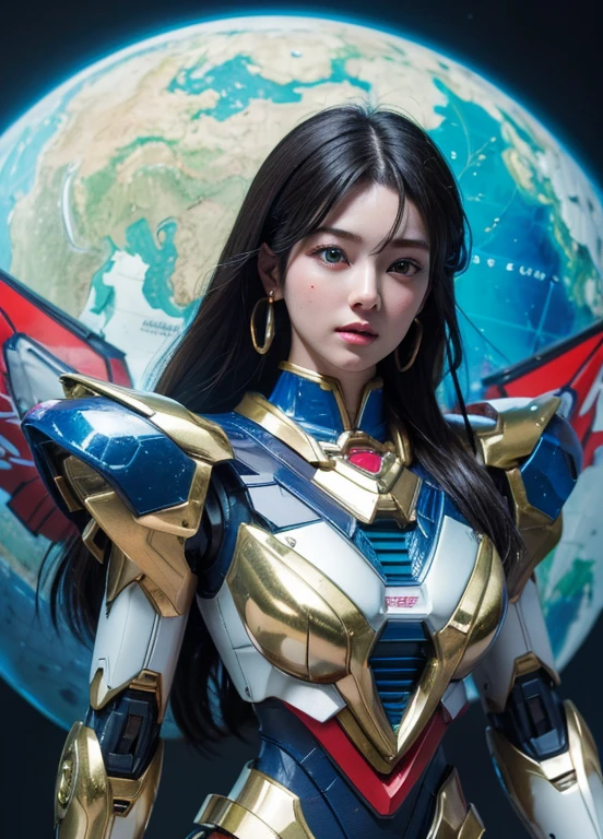 Textured skin, Super Detail, high details, High quality, Best Quality, hight resolution, 1080p, hard disk, Beautiful,(Gundam),(sailormoon),beautiful cyborg woman,Mecha Cyborg Girl,Battle Mode,Girl with a Mecha Body,She wears a futuristic Gundam mecha,Fulll body Shot