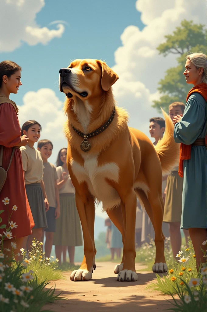 A dog is helping people