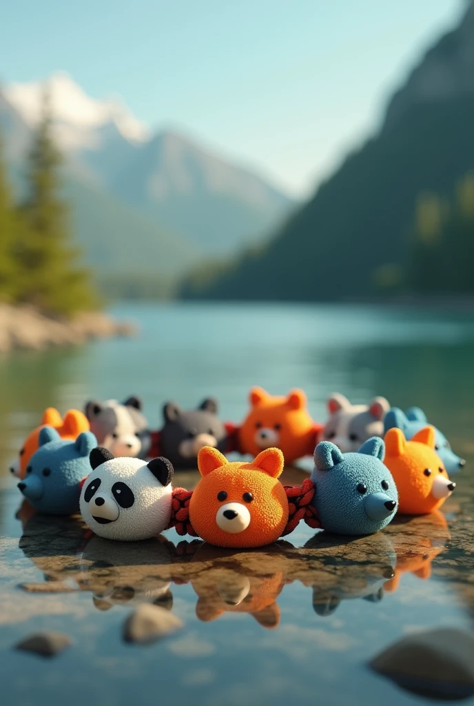 String bracelet with animal faces in silicone with motifs to protect animals