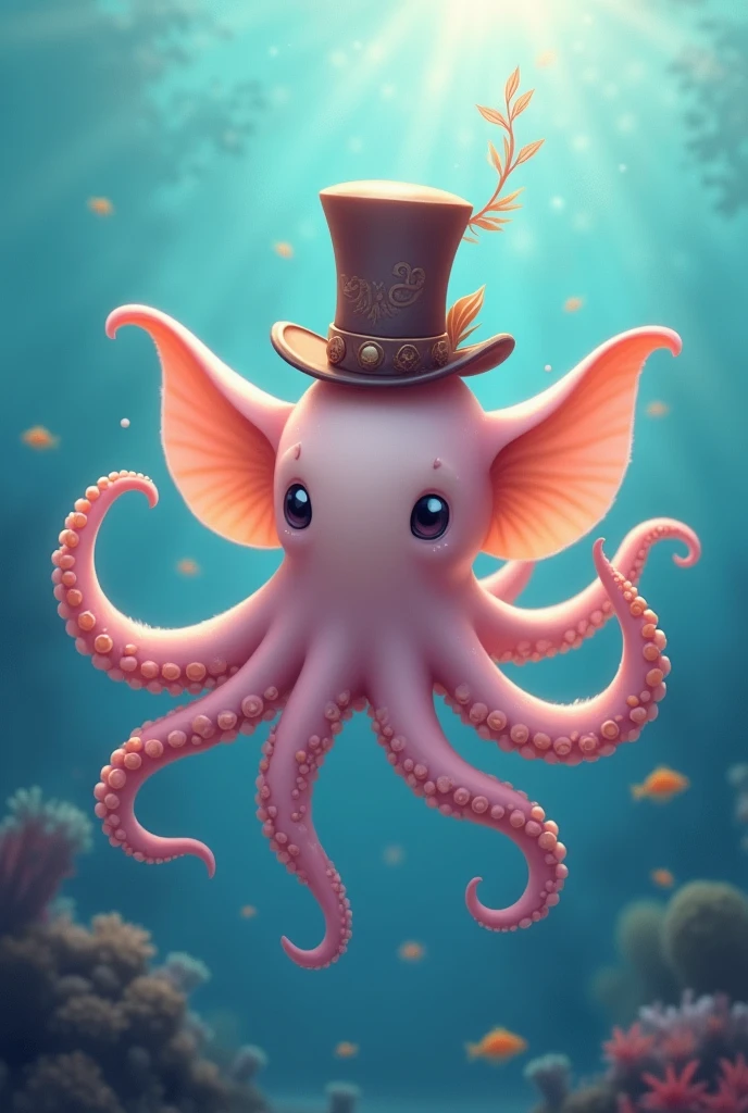 Create a Dumbo octopus with a hat