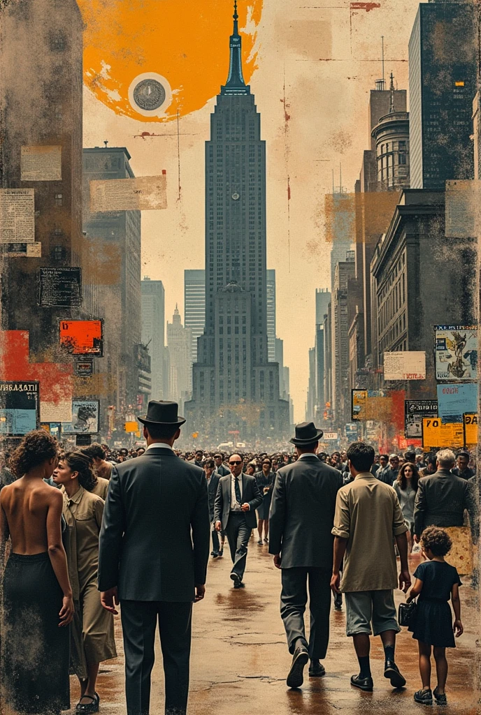 Taking into account the characteristics of the 1929 crisis, make me a collage
