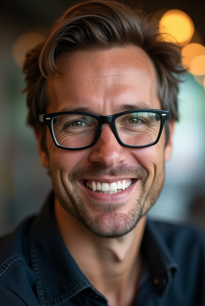 crisp, Grinning, and 47, Black glasses