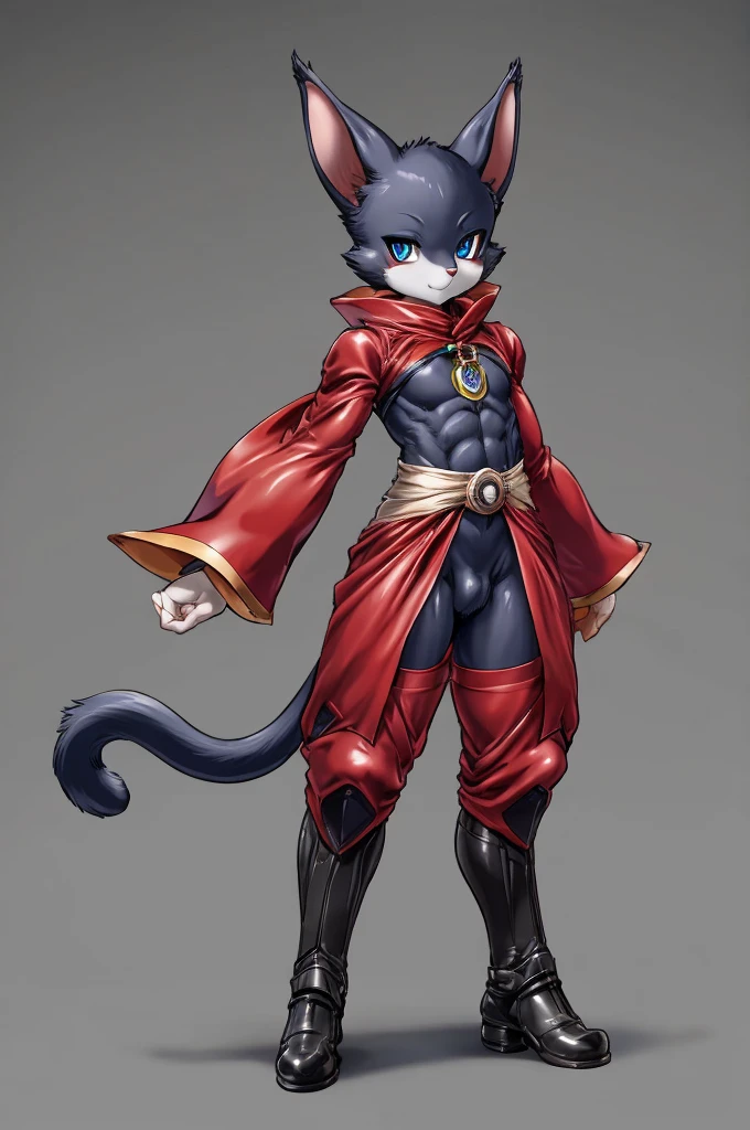 cat, furry male anthro,HD,sharp,boy ((anthro)),1boy,boy,young boy,(look at viewer) ,(perfect eyes),ninja,black cat,black skin,by dr comet,by pochincoff, by jlullaby,by kingbang,by obui,by ZeroQrisu,by sparrow,by gmeen,standing,ninja outfit,((simple background)),(gray background),