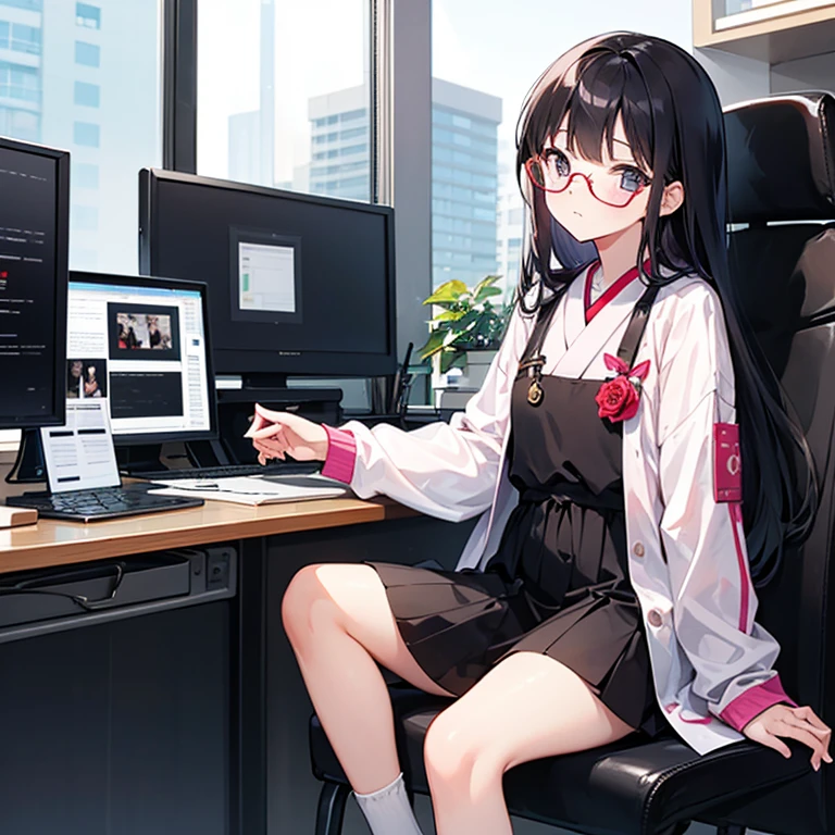 Japanese woman sitting on a chair,Glasses on his face, Sun Glasses, wear glasses, Urzan, woman wearing rose colored glasses, Money Lumrat, Wearing thin and big round glasses, wearing pink glasses, Wearing small round glasses, Portrait of Gis Blake Pink, blackpink jisoo, blackpink jisoo, Square glasses, Sun Glasses