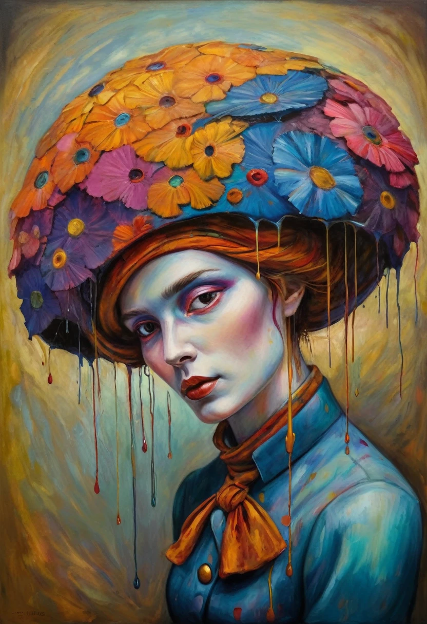(Artistic Masterpiece of Romantic Life) ( (Themed Art of Life) ( (Conceptual Art) (NFT Exclusive) (Fauvism Work) ()”) Where visual poetry transcends traditional boundaries and embraces the dynamic interplay between creativity and technology Takes),dripping paint,darkart,style, in the style of esao andrews