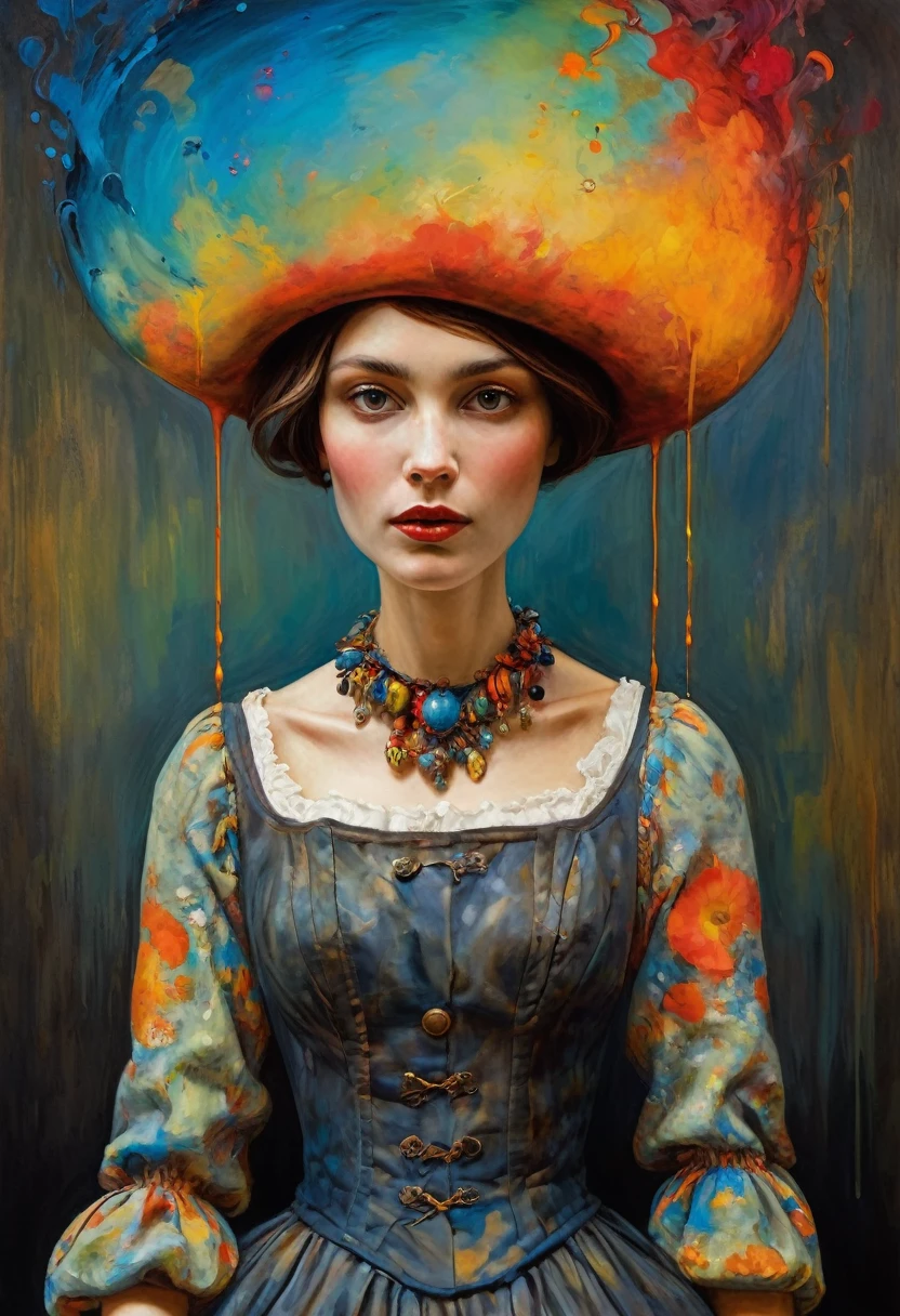 (Artistic Masterpiece of Romantic Life) ( (Themed Art of Life) ( (Conceptual Art) (NFT Exclusive) (Fauvism Work) ()”) Where visual poetry transcends traditional boundaries and embraces the dynamic interplay between creativity and technology Takes),dripping paint,darkart,style, in the style of esao andrews