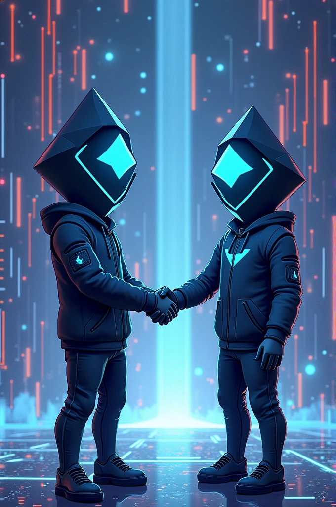 Bitcoin、An illustration of two personified Ethereum characters shaking hands