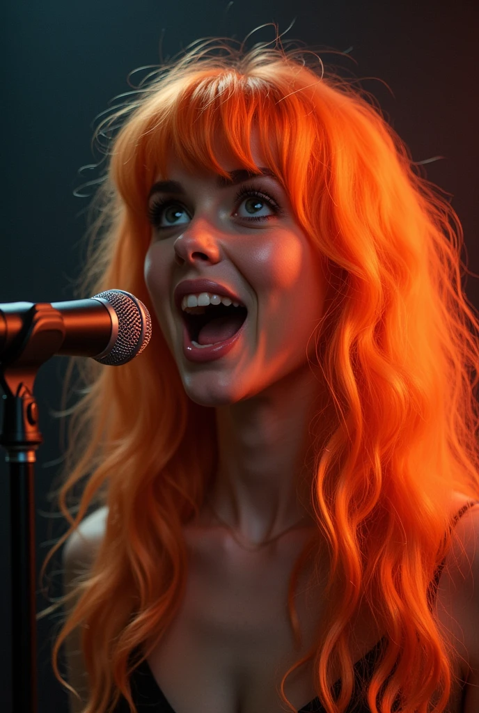 orange hair girl sings