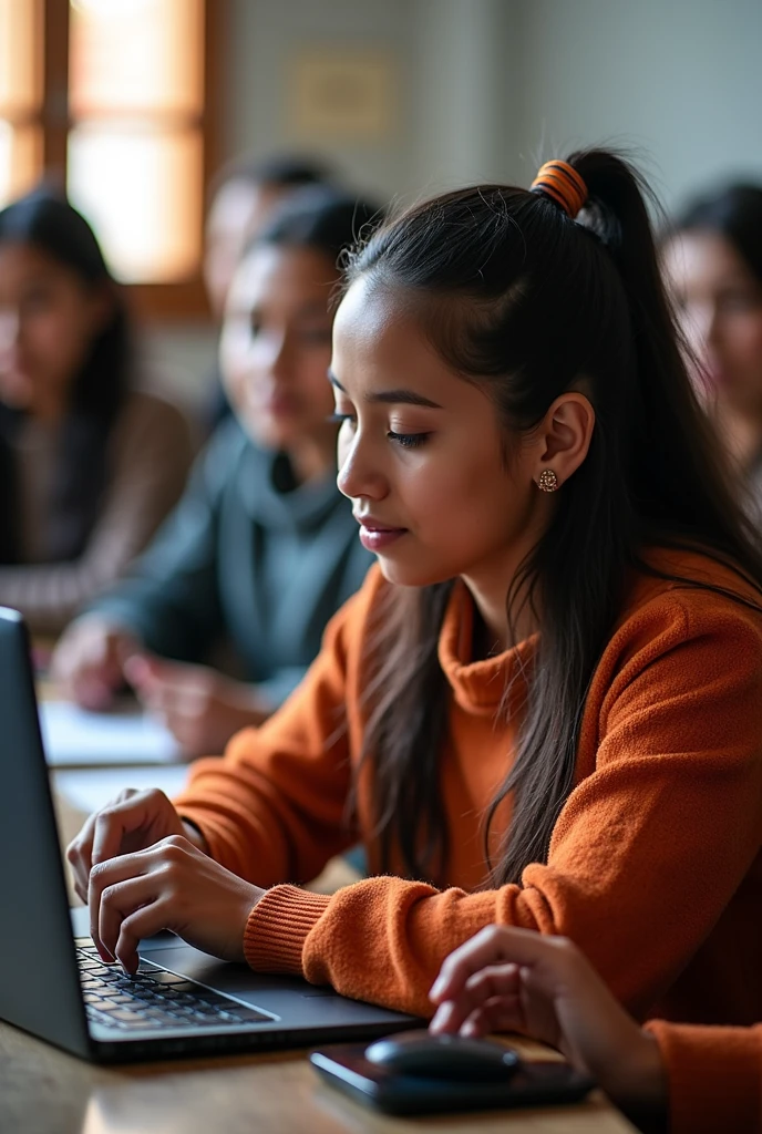 Bolivian Cholitas at a technology training session