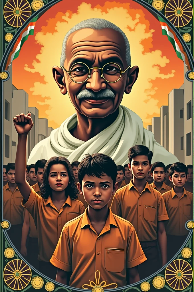 The year is 1921. You are a student in a government-controlled school. Design a poster urging school students to answer Gandhiji's call to join the Non-Cooperation Movement