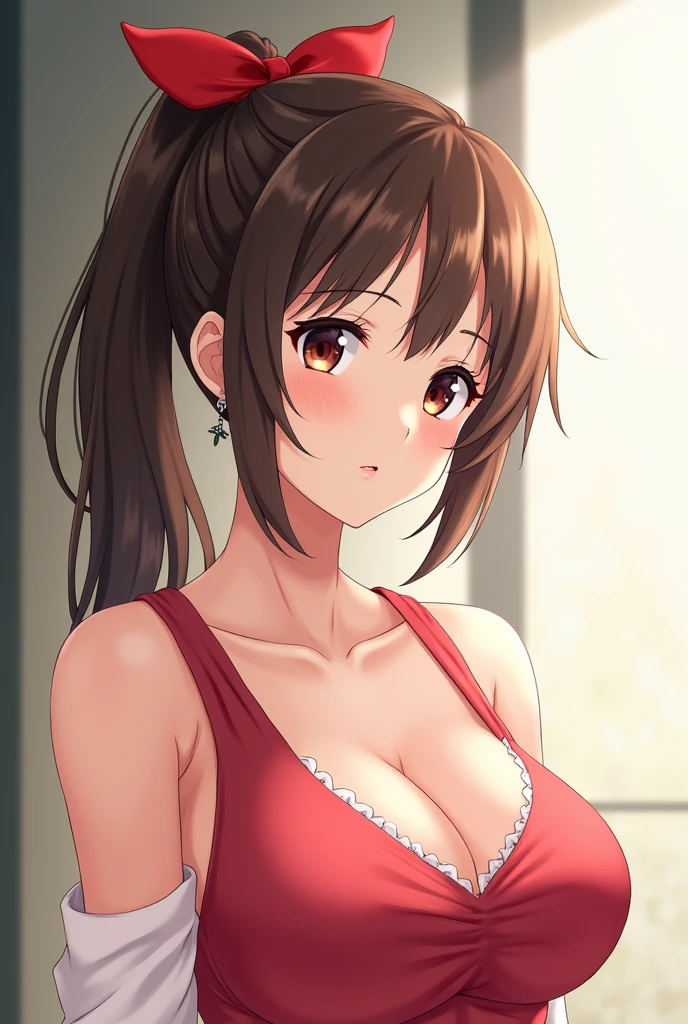 Aoi Kanzaki is an adult anime e、Red ribbon、ponytail、Big Br
