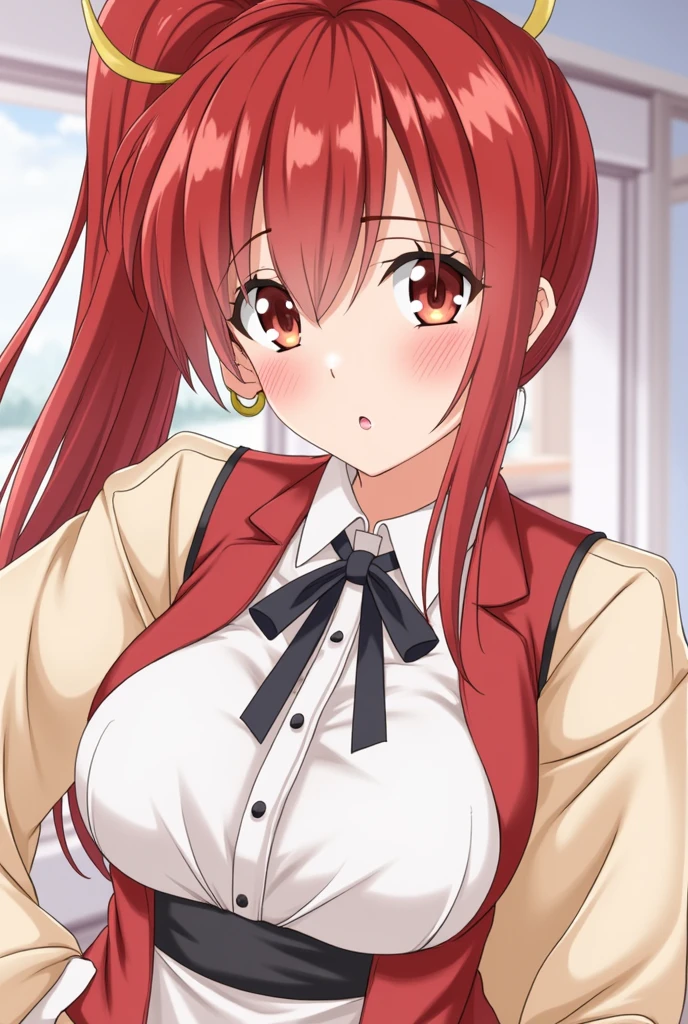 Aoi Kanzaki is an adult anime heroine、Red ribbon、ponytail、Big Breasts