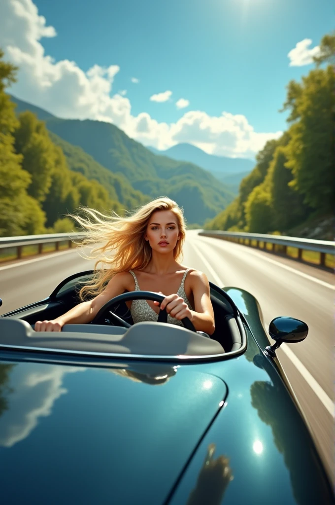 blonde woman driving a car