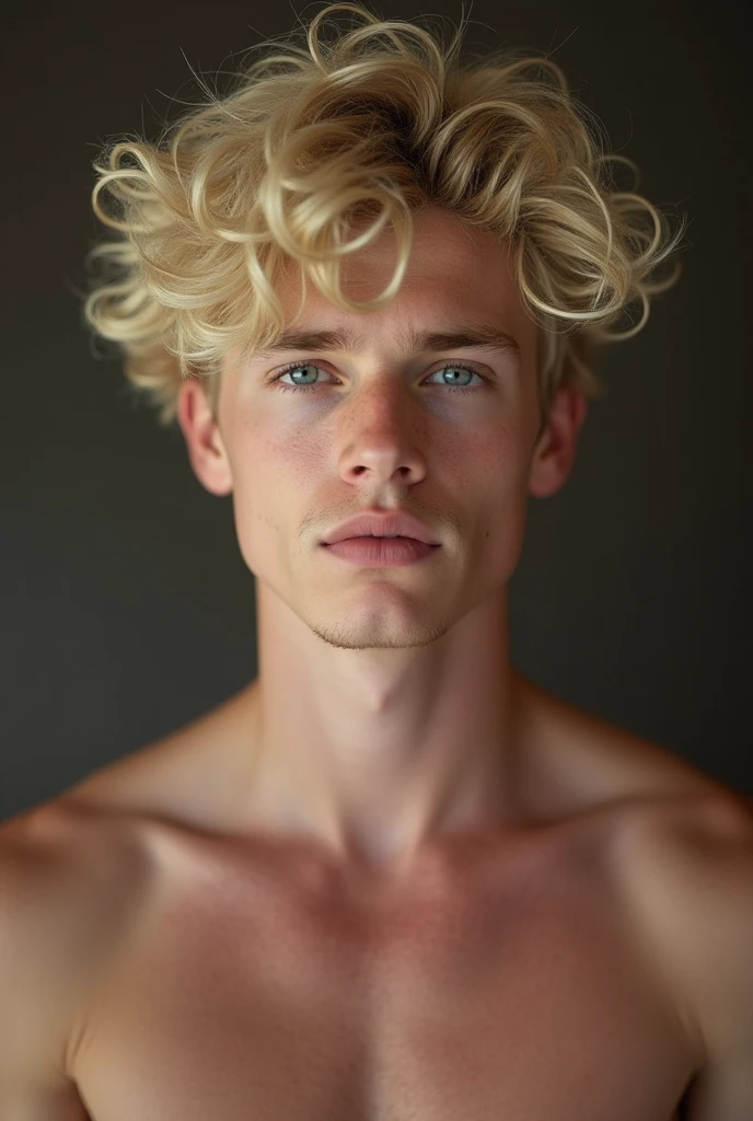 A hot 18 year old young man with a giant hard cock, blue eyes and thick blond hair