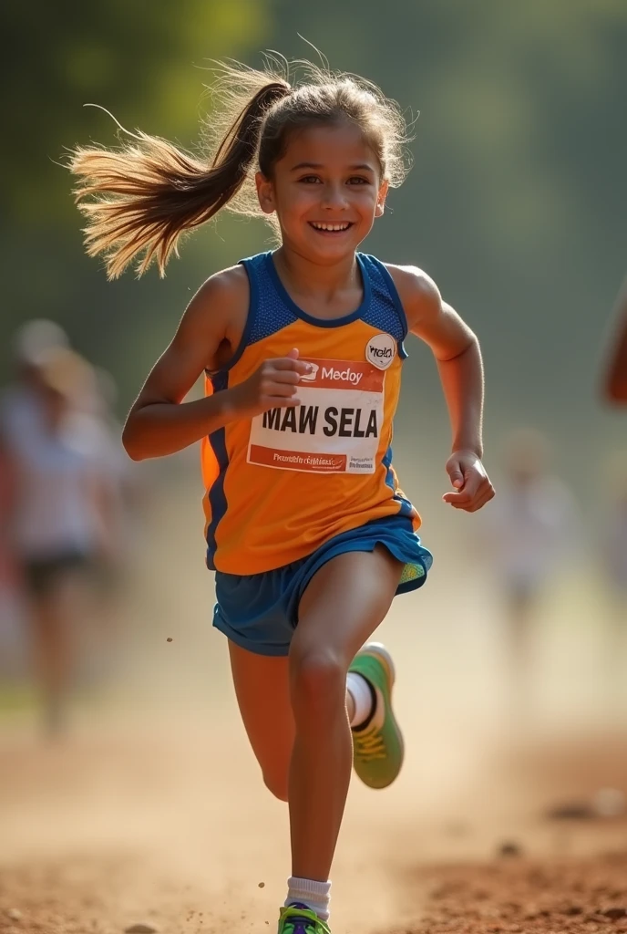 Beautiful girl, olympic athlete, tits out while running
