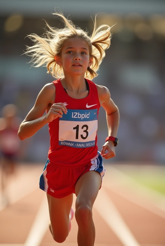 Beautiful girl, olympic athlete,  tits out while running