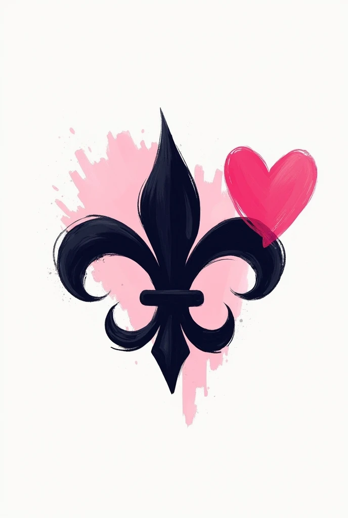 Fleur-de-lis app icon, with abstract strokes, a pink heart
