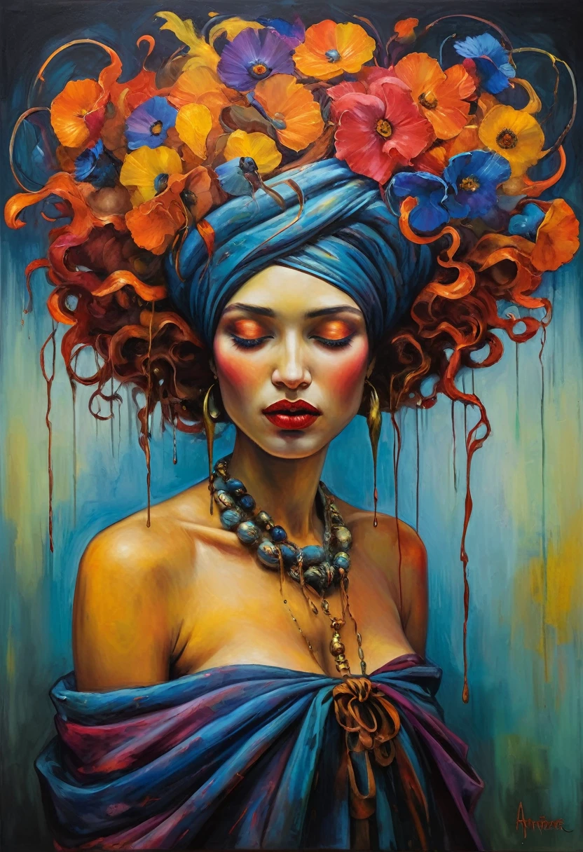 (Artistic Masterpiece of Romantic Life) ( (Themed Art of Life) ( (Conceptual Art) (NFT Exclusive) (Fauvism Work) ()”) Where visual poetry transcends traditional boundaries and embraces the dynamic interplay between creativity and technology Takes),dripping paint,darkart,style, in the style of esao andrews