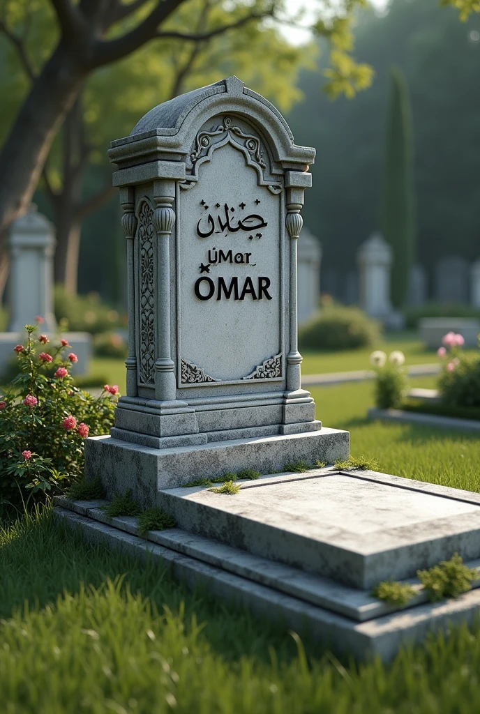 Make a realistic Pakistani grave and write omar on it