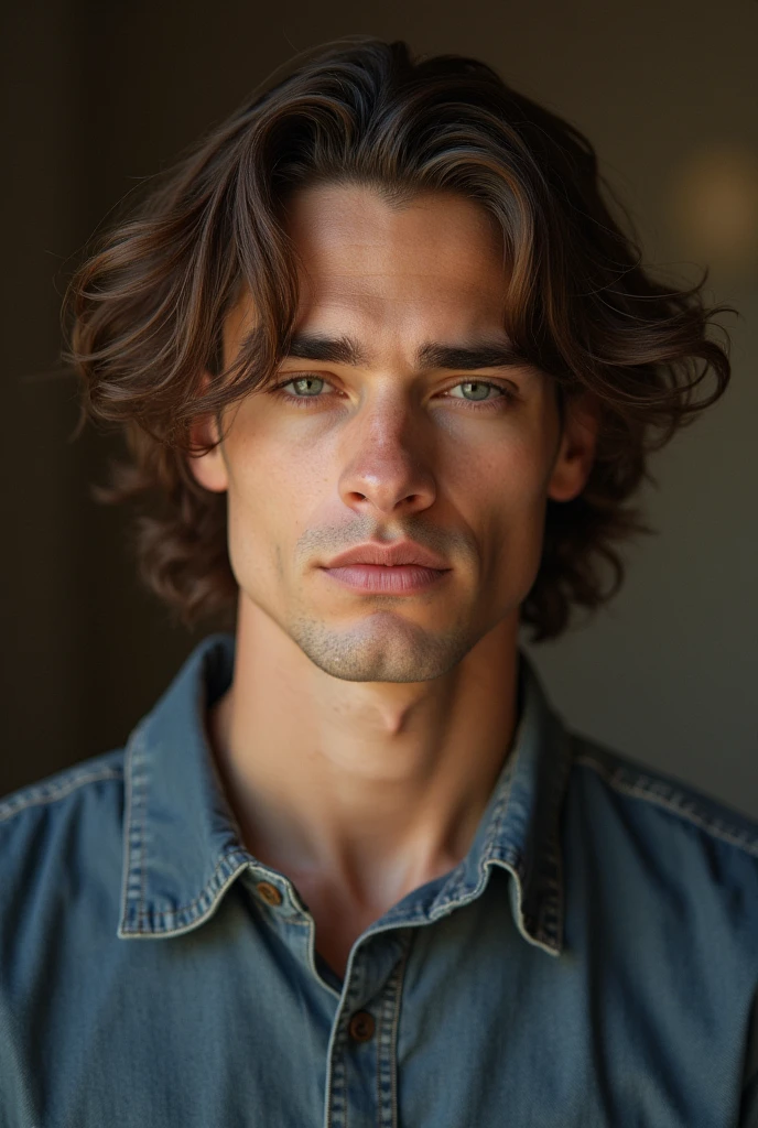 Male, beauty, brown medium hair, old,,