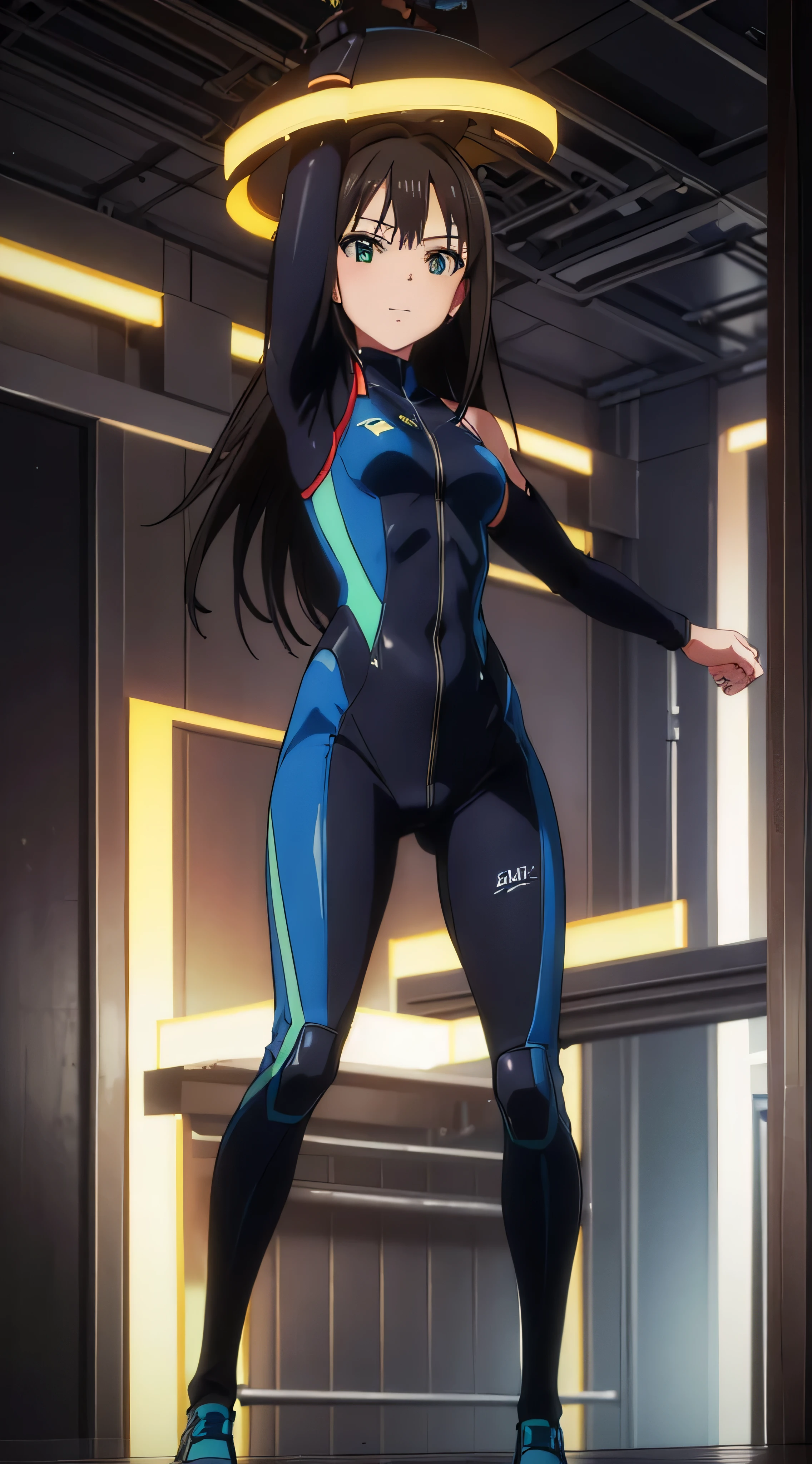 (masterpiece、Highest quality、In 8K、High resolution:1.2)、alone、One Girl、 Rin Shibuya, smile、Tight clothes、Cowboy Shot、Look at the viewers、Hero Suit、Bodysuits、Tight suit、Trained abdominal muscles、Trained biceps、(building:1.2)、Night Scenery