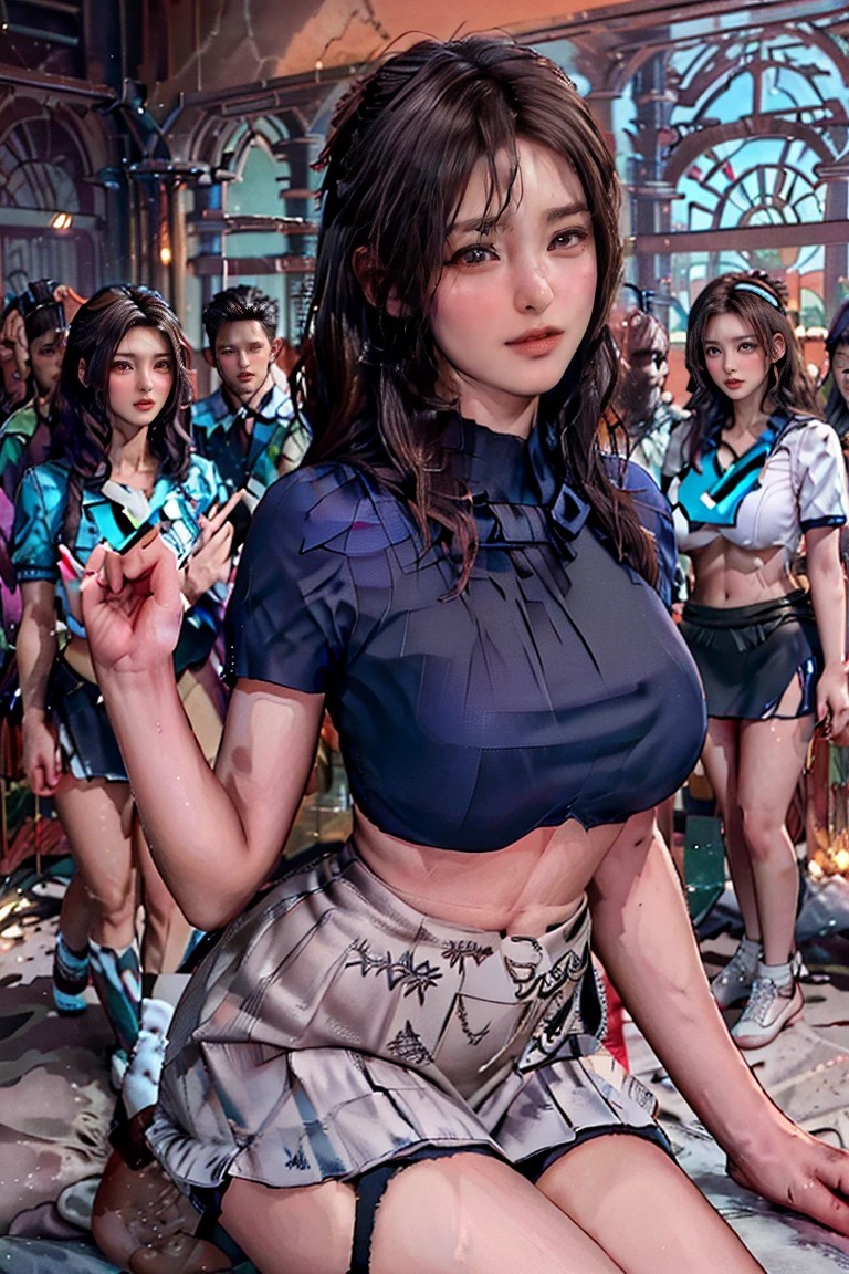 (((A proper woman, hide,Eyes shining with excitement,smile,blush,blush,Red cheeks,Touch it,fascinating viewer,I want you))),(Sitting,Leaning forward),((((blush,Red cheeks,Sweat)))),(Cinema Lighting), (Photo realistic:1.4)、(Surreal:1.4)、(Realistic:1.3)、 (Gentle lighting: 1.05)、(Improve the lighting quality of your videos:0.9)、 32K、25-year-old female、Photorealistic Lighting、Backlight、Facial Light、Ray-tracing、(bright:1.2)、(Improvement of quality:1.4)、 (Highest Quality Real Texture Skins)、Beautiful Eyes,Delicate face、 Face close-up, ((Wearing the Turquoise Stewardess uniform,Turquoise Stewardess,mini skirt,High heels),(Improve your body line mood:1.1)、Glowing Skin、Korean Idol、Nogizaka Idol、Good figure,Perfect Anatomy,Beautiful actress,(((Beautiful big breasts,Underbust,Narrow waist,Thin Hips,Long, slender legs,8 heads))),(((8 heads))),(((Brown-haired bun,Curtain bang))),(((In a beautiful modern office in the library,Super beautiful night view,At night))),