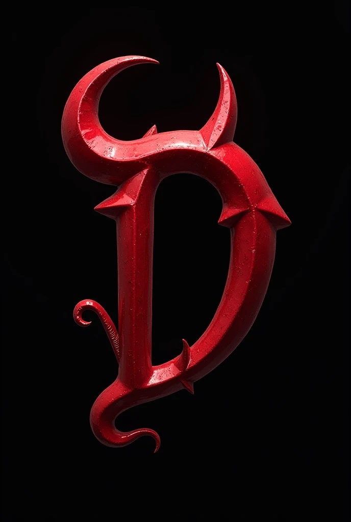 (logo design) sexy evil logo, a sexual striking red letter D, adorned with sharp, menacing demon horns, and a sinuous tail extending from the base, dynamic and bold, emphasizing a dark theme, glossy finish, high-resolution, creating an impression of sexuality and power. No background. 