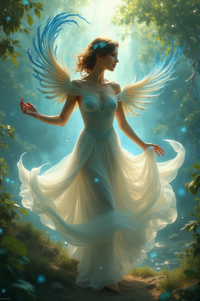 Make a picture of a beautiful bird and transform it into a beautiful dancing woman