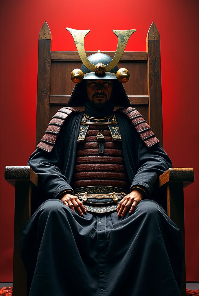 Yakuza seating in the throne while holdnga samurai with batas name jn the 
