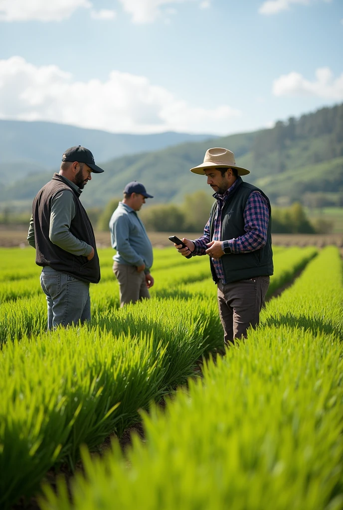Indigenous quinoa farmers receiving technology training in a quinoa field