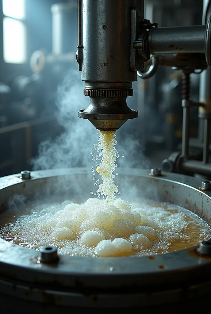 a calandria type evaporator with agitation in real operation, internal view