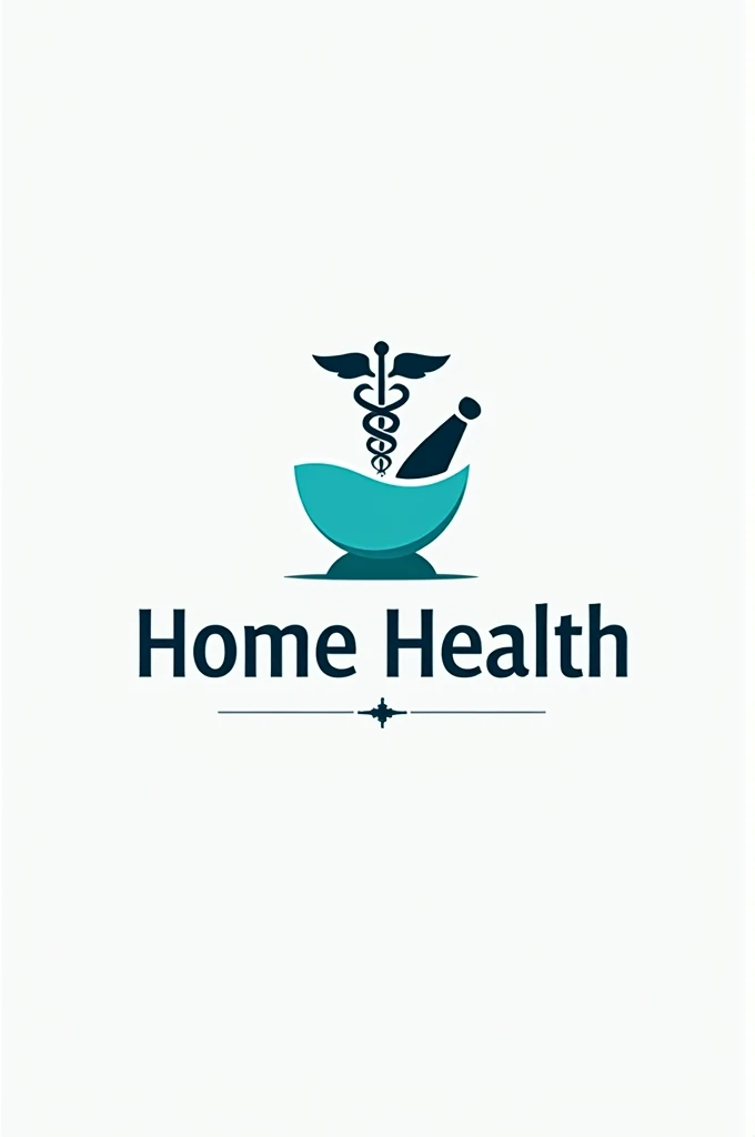 Make a logo with the name: home health and background mix the pharmacy symbol with the medicine symbol