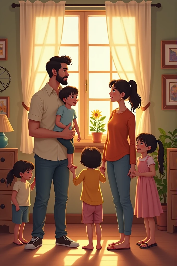 Raising a family of seven with a father and mother, two daughters and two sons, and a 16-year-old boy alongside the family