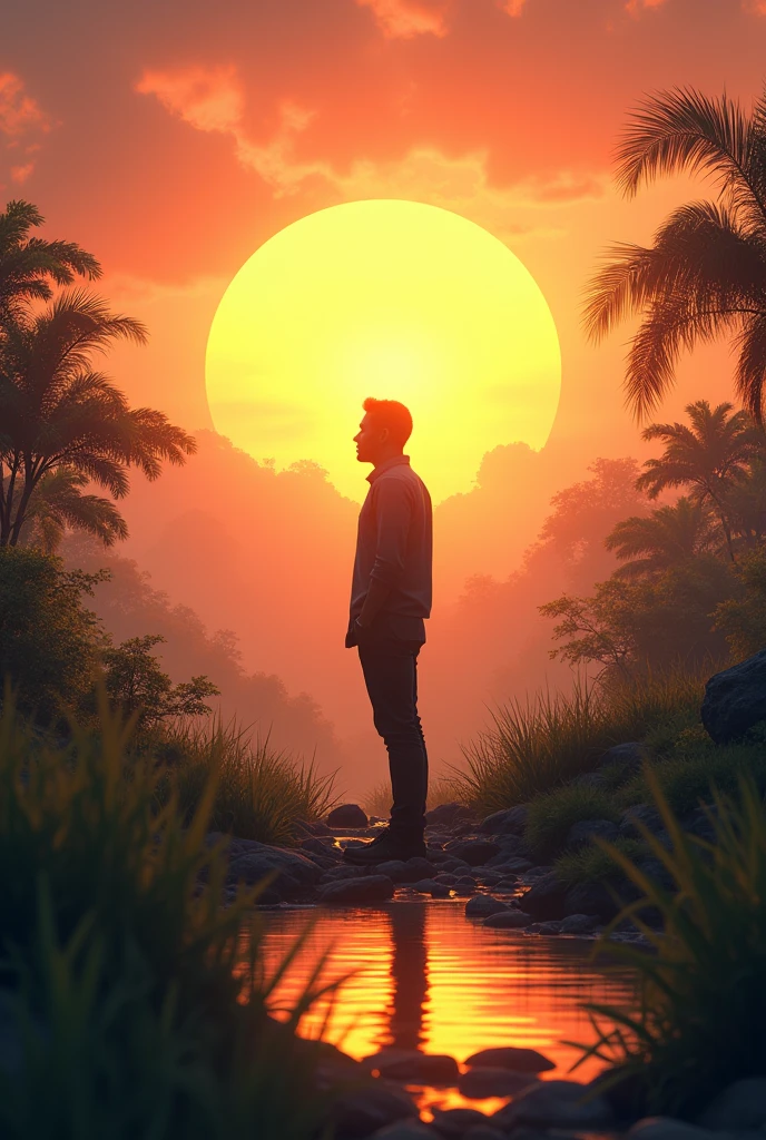 A man in sun rising