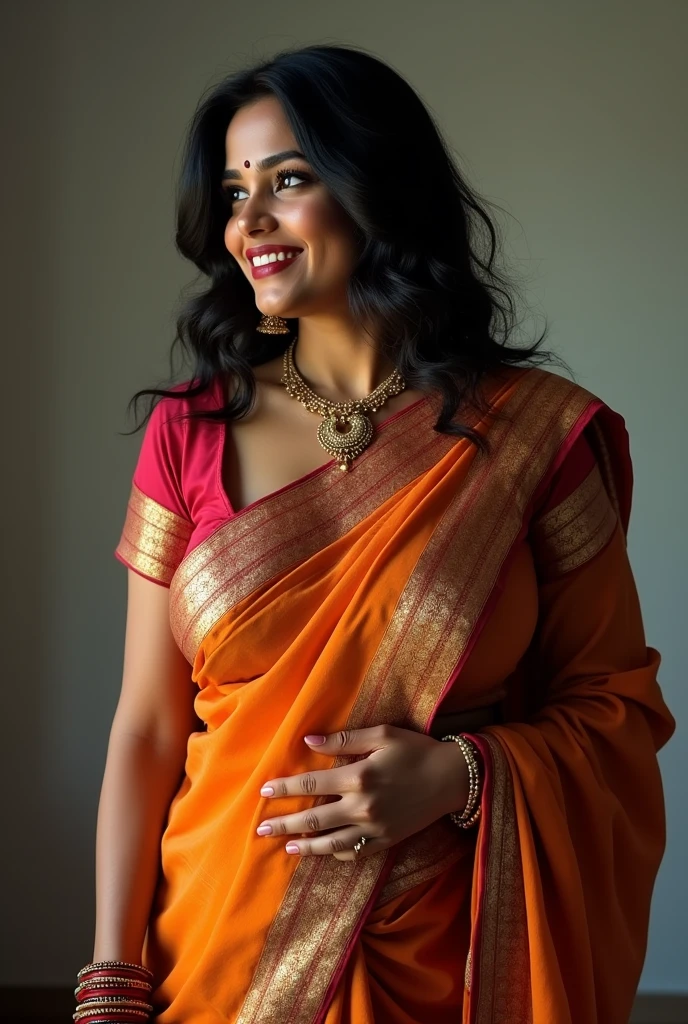 Indian aunty showing cleavage by bending down in sarre, oversized blouse, erotic, seducing, saree, blouse, sexy facial expressions , indian traditional outfits, boobs valley, closeup photography, prime lens cinematic, professional
