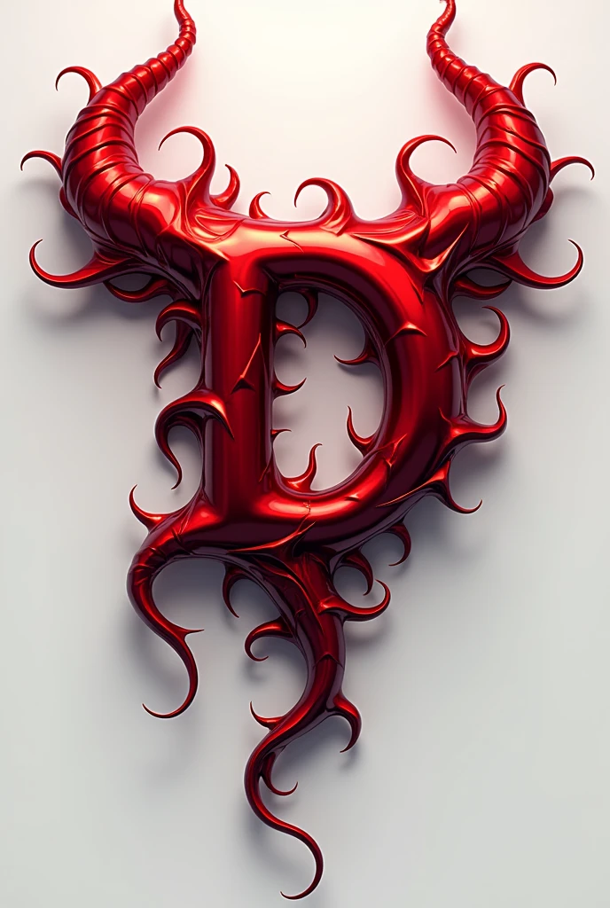 (logo design) sexy evil logo, a sexual striking red letter D, adorned with sharp, menacing demon horns, and a sinuous tail extending from the base, dynamic and bold, emphasizing a dark theme, glossy finish, high-resolution, creating an impression of sexuality and power. No background.