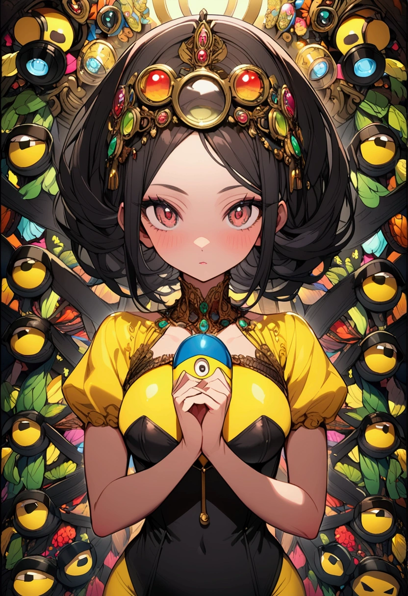 black haired woman dressed as a Minion 