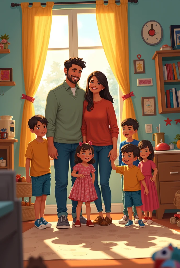 Raising an American family of seven with a father and mother, two daughters and three sons 