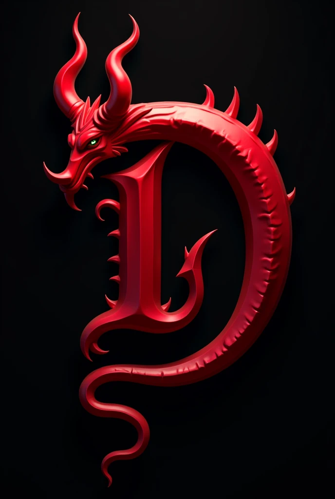 (logo design) sexy evil logo, a sexual striking red letter D, adorned with sharp, menacing demon horns, and a sinuous tail extending from the base, dynamic and bold, emphasizing a dark theme, glossy finish, high-resolution, creating an impression of sexuality and power. No background.