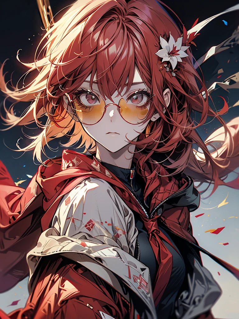 Cute guy, red sunglasses, hoodie, mentally unstable, cigarette
