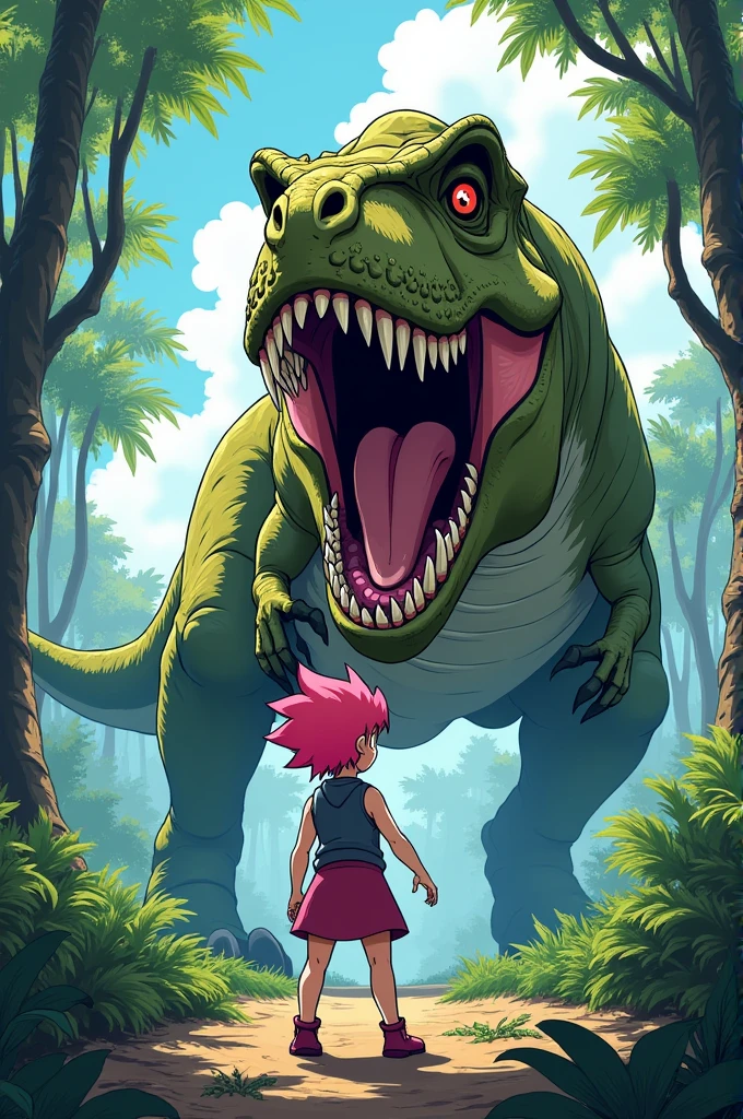 Anya du manga spyxfamilly  contre un t-rex